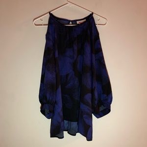 Black and blue floral blouse